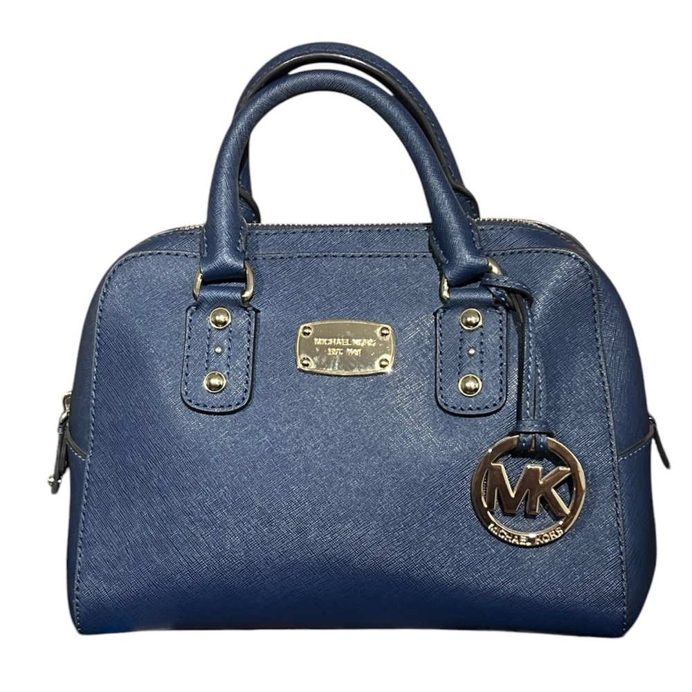 Michael Kors Blue Leather Dome Satchel